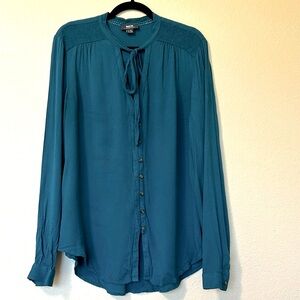 Maeve by Anthropologie Tie Neck Button Down Shirt Size 16 Like New